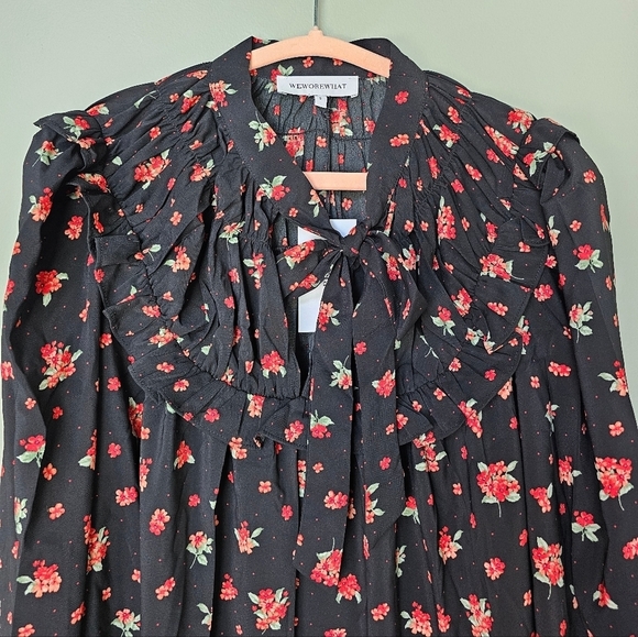 WeWoreWhat Women's High-Low Dress Polka Dot Floral- Black Multi, Size Small - Picture 5 of 15